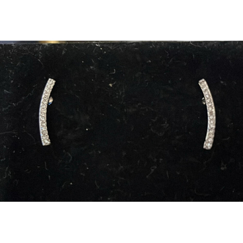 Diamonique x Lisa Freede Curved Bar Earrings, $60, Silver Tone, J8 - Picture 2 of 2